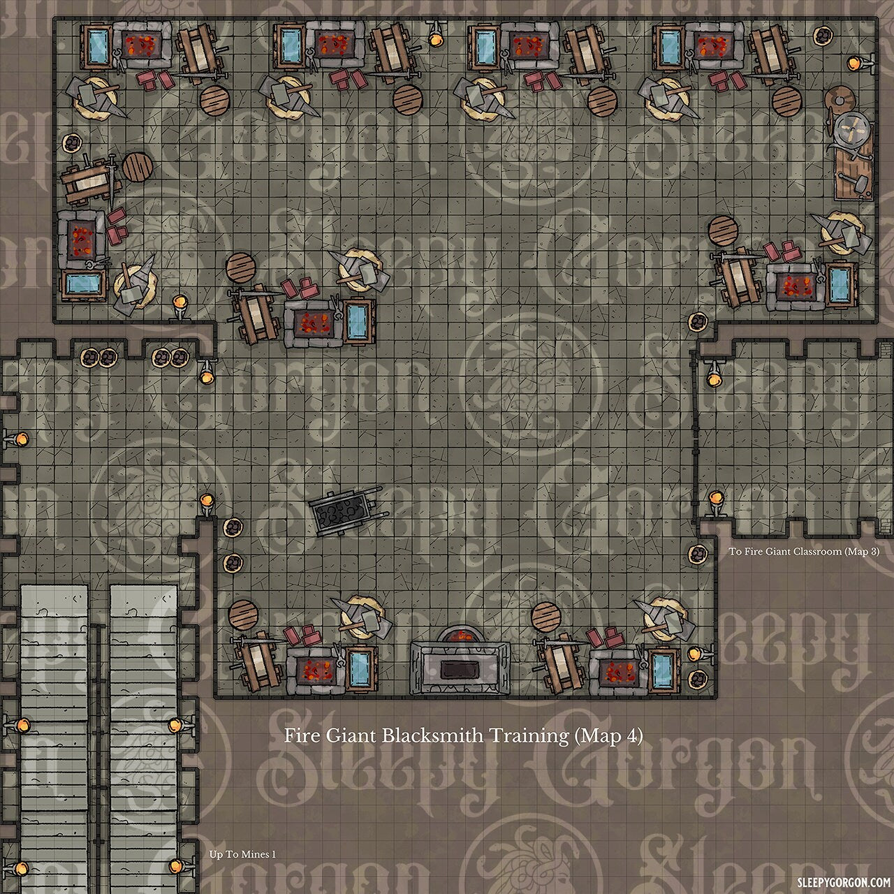 DIGITAL - FIRE GIANT FORTRESS MEGAPACK - Grid Maps for Tabletop RPGs (Virtual Tabletop Resolution 2250px)