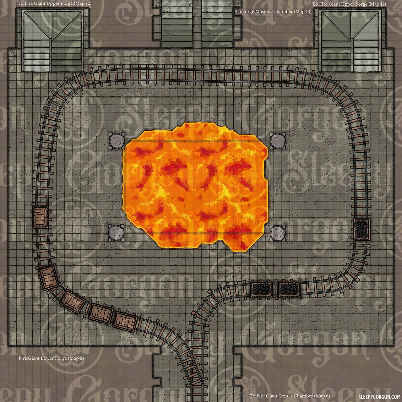 DIGITAL - FIRE GIANT FORTRESS MEGAPACK - Grid Maps for Tabletop RPGs (Virtual Tabletop Resolution 2250px)