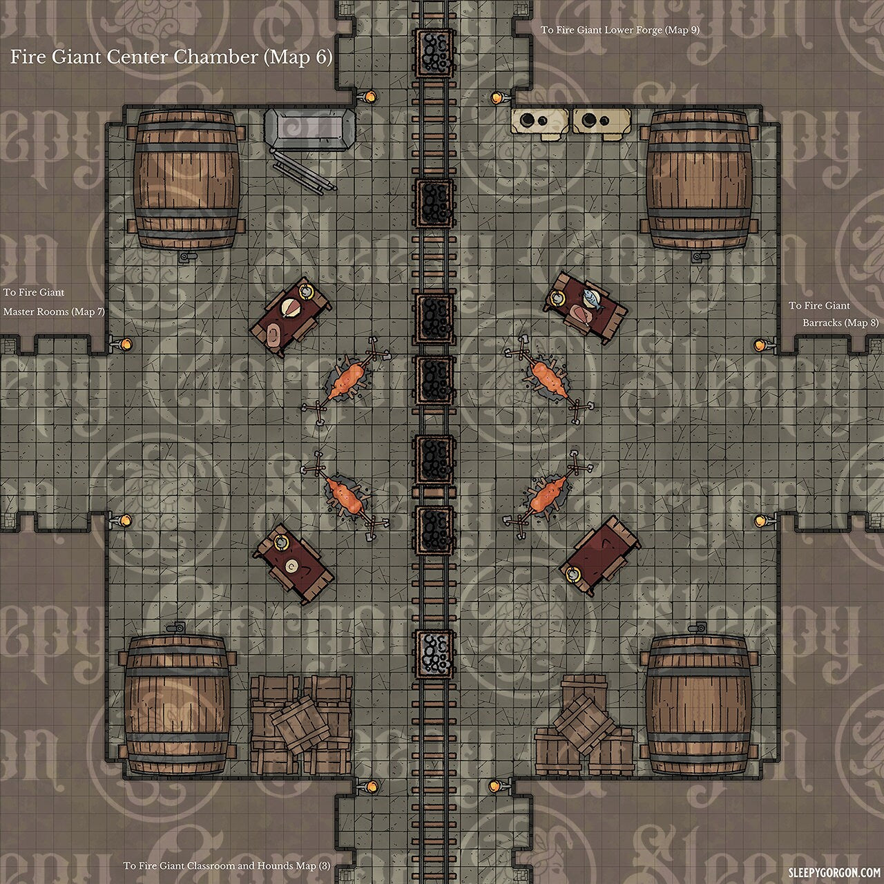 DIGITAL - FIRE GIANT FORTRESS MEGAPACK - Grid Maps for Tabletop RPGs (Virtual Tabletop Resolution 2250px)