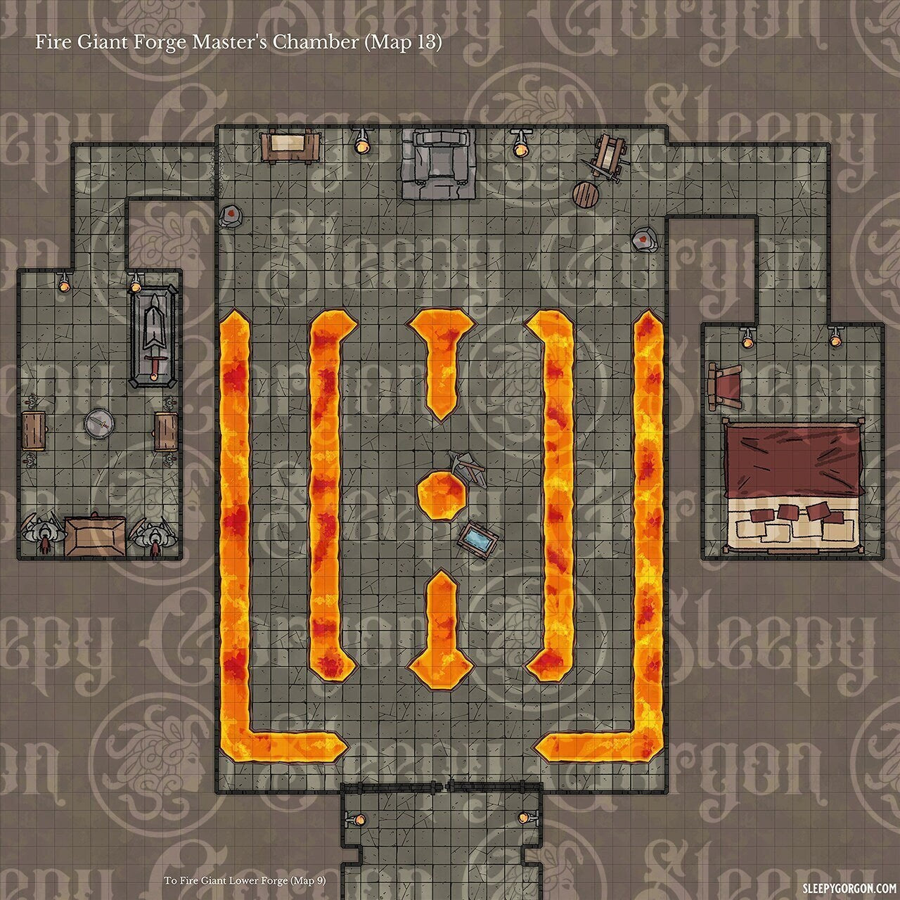 DIGITAL - FIRE GIANT FORTRESS MEGAPACK - Grid Maps for Tabletop RPGs (Virtual Tabletop Resolution 2250px)