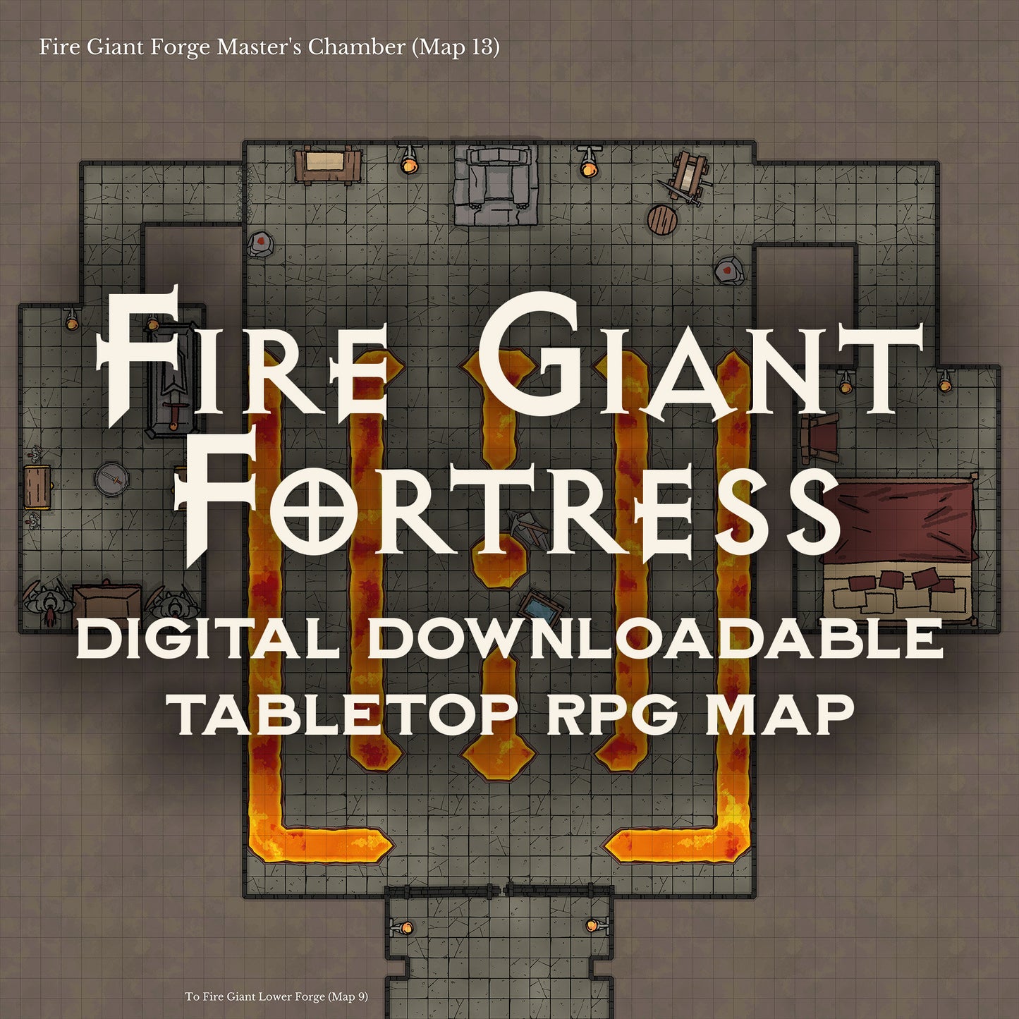 DIGITAL - FIRE GIANT FORTRESS MEGAPACK - Grid Maps for Tabletop RPGs (Virtual Tabletop Resolution 2250px)