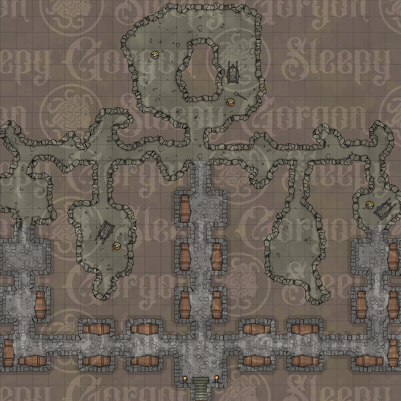 DIGITAL - CATACOMBS MEGAPACK - Grid Maps for Tabletop RPGs