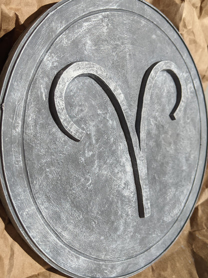 Aries Wall Art (Old Stone Finish) Round Hanging Sculpture