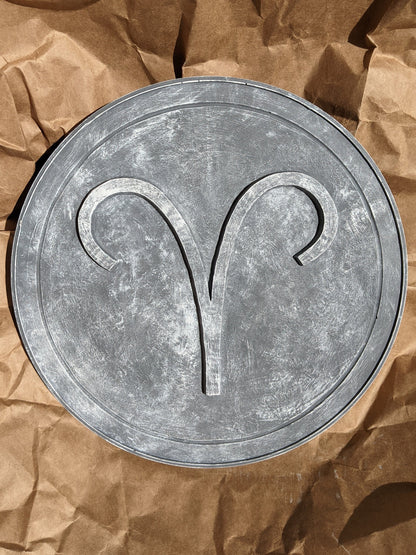 Aries Wall Art (Old Stone Finish) Round Hanging Sculpture