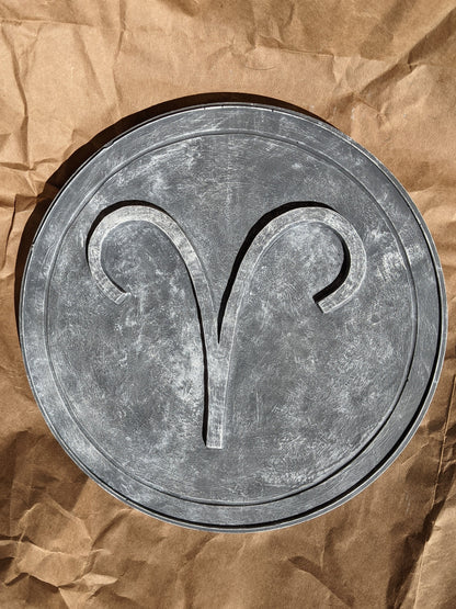 Aries Wall Art (Old Stone Finish) Round Hanging Sculpture