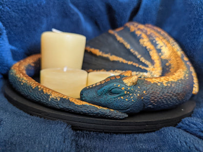 Sleepy Dragon Candle Display | Gifts for Witches, Wizards, Druids, and Fae